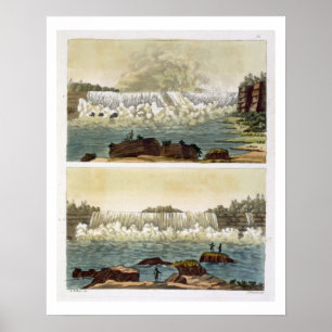 Poster Niagara Falls, 1818 (gravura a cores)