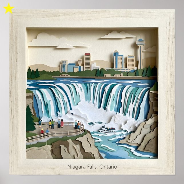 Poster Niagara Falls Ontairo Canada Paper Collage Diorama (Criador carregado)