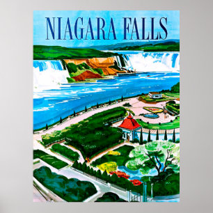 Poster Niagara Falls, visão de área, Canadá, viagens v