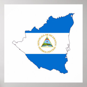 Póster nicaragua country flag map shape symbol