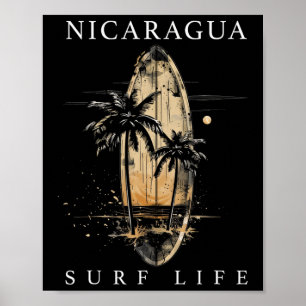 Poster Nicarágua Nica Surf Vintage Surfista