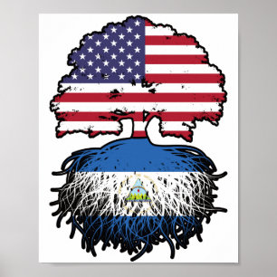 Poster Nicarágua, Nicarágua, EUA, Bandeira de Raízes de Á