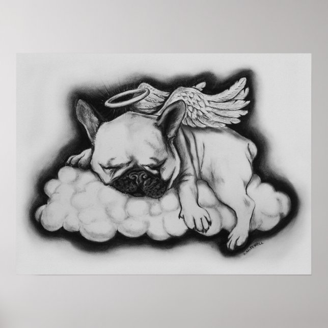Poster "Nice" - Desenho Anjo do Bulldog Francês (Frente)