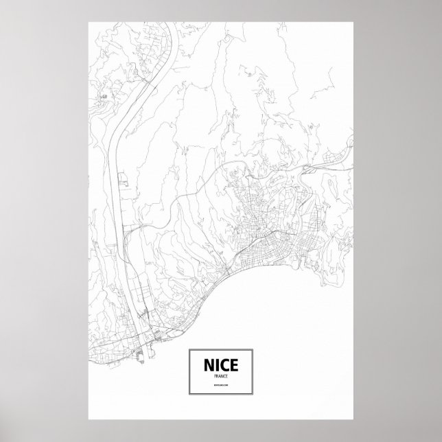 Póster Nice, França (preto no branco) (Frente)