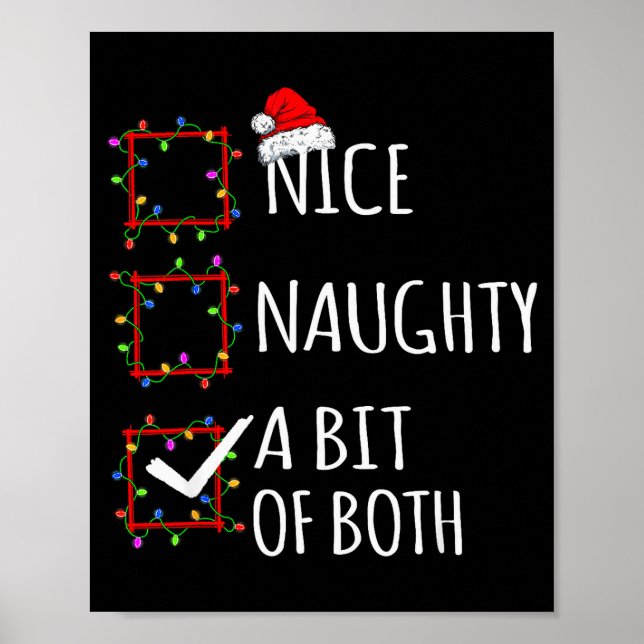 Poster Nice Naughty A Bit Of Both Christmas List Santa Cl (Frente)