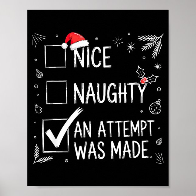 Poster Nice Naughty An Attempt Was Made Christmas List  (Frente)