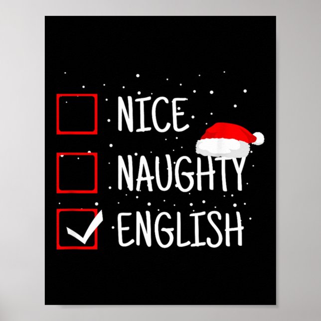 Poster Nice Naughty English Christmas Checklist Funny Eng (Frente)
