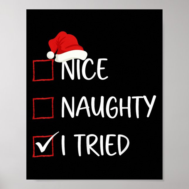 Poster Nice Naughty I Tried Christmas List Family Santa C (Frente)