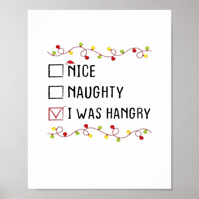 Poster Nice Naughty I Was Hangry List Christmas  (Frente)