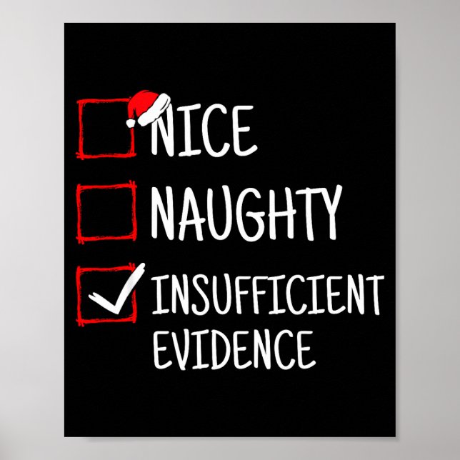 Poster Nice Naughty Insufficient Evidence Funny Christmas (Frente)