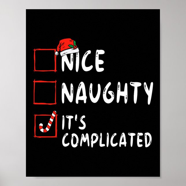 Poster Nice Naughty It's Complicated Christmas List Santa (Frente)