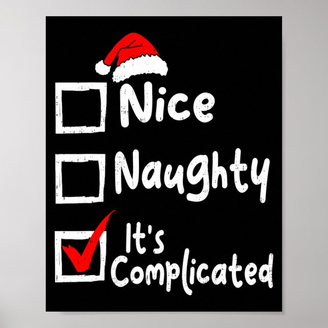 Poster Nice Naughty It's Complicated Funny Christmas List (Frente)
