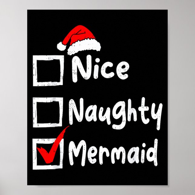 Poster Nice Naughty Mermaid Funny Christmas List Family M (Frente)