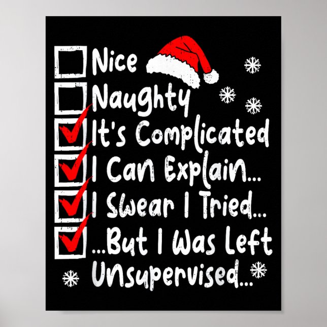 Poster Nice Naughty Multi Checklist Funny Christmas List  (Frente)