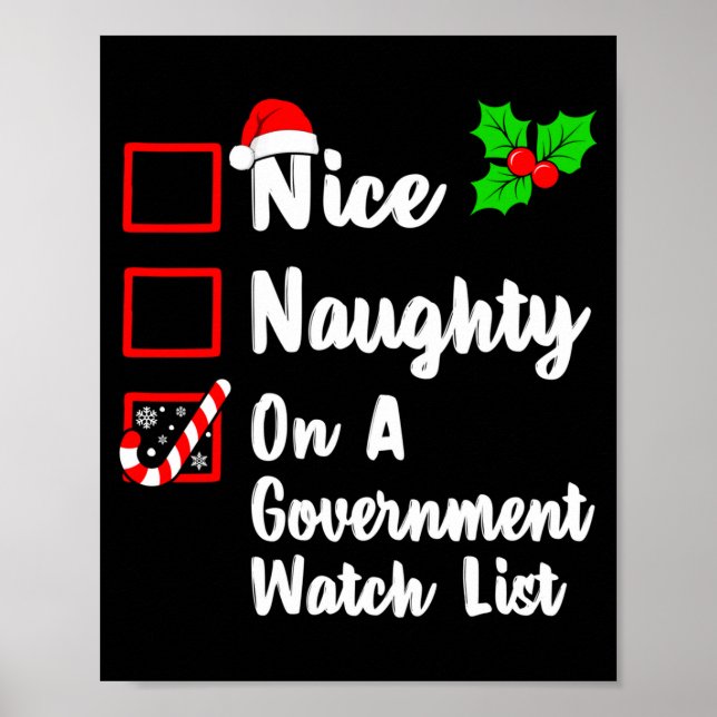 Poster Nice Naughty On A Government Watch List Christmas  (Frente)