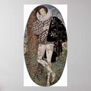 Poster Nicholas Hilliard - homem novo entre os rosas