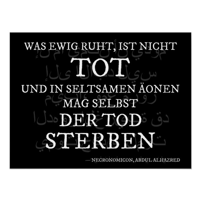 Póster „Nicht tot ist...“ – Das Necronomicon-Zitat (Frente)