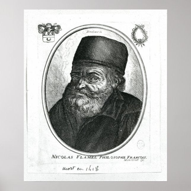 Poster Nicolas Flamel gravado pelo Moncornet Balthazar (Frente)