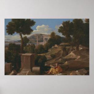 Poster Nicolas Poussin - Paisagem com John Santo