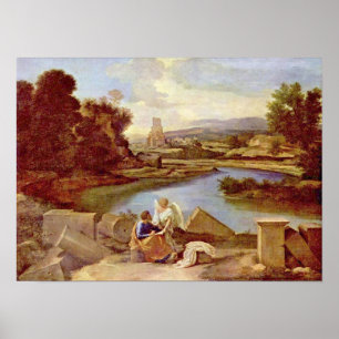 Póster Nicolas Poussin - paisagem com St Matthew