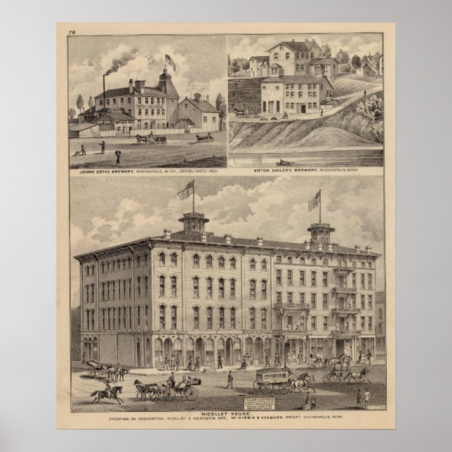 Póster Nicollet House, Orth's Brewery, Minnesota (Frente)