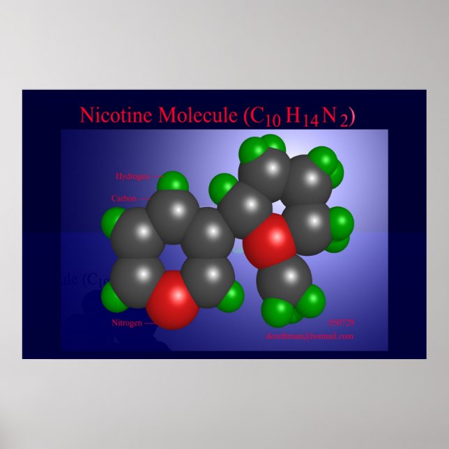 Poster Nicotina Molécula (impressão) (Frente)