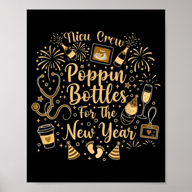 Poster Nicu Crew Pn Bottles For The New Year Cute Nurse  (Frente)