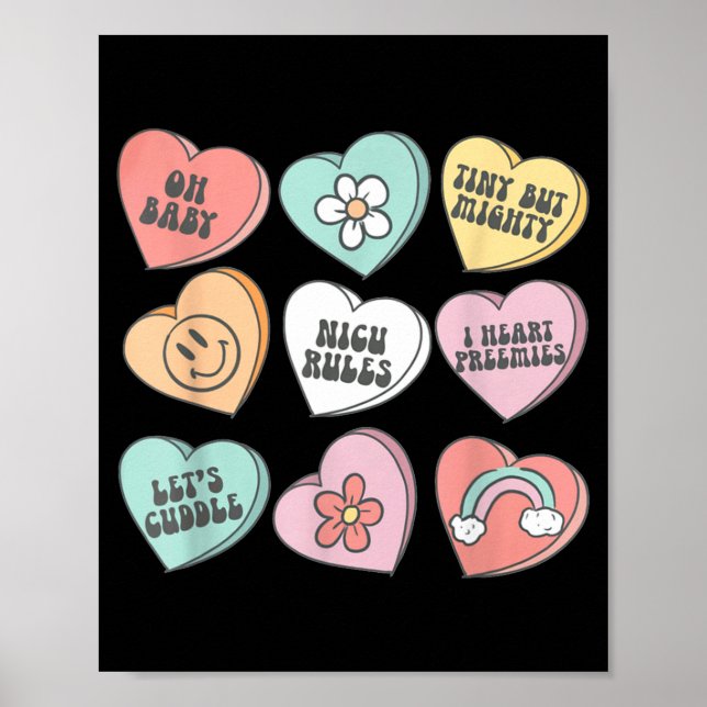 Poster Nicu Nurse Valentine's Day Heart Candy Neonatal Ic (Frente)