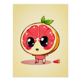 Póster Niedlicher Grapefruit-Charakter