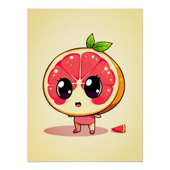 Póster Niedlicher Grapefruit-Charakter (Frente)