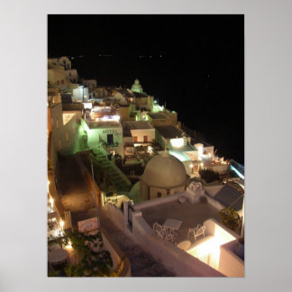 Póster Night Scene Santorini
