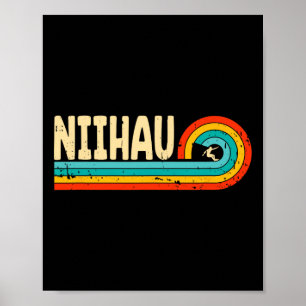 Poster Niihau Surfando Havaí Ilhas Havaianas Vintage Ret