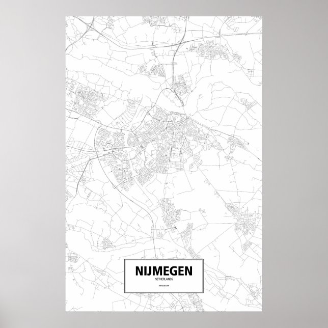 Poster Nijmegen, Países Baixos (preto no branco) (Frente)