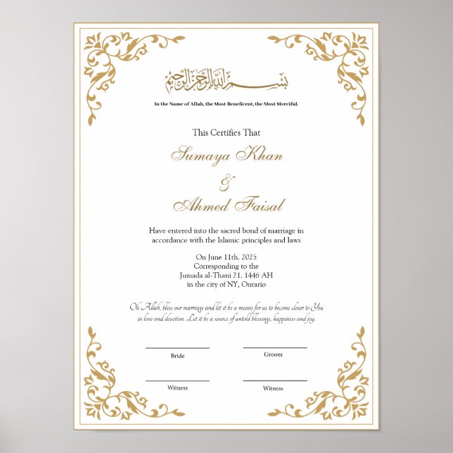 Poster nikah nama (Frente)