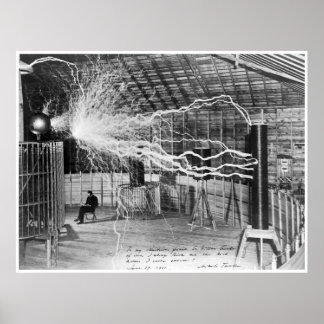 Póster Nikola Tesla, 1899. Alta resolução