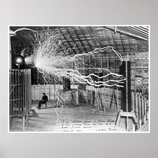 Póster Nikola Tesla, 1899. Alta resolução (Frente)