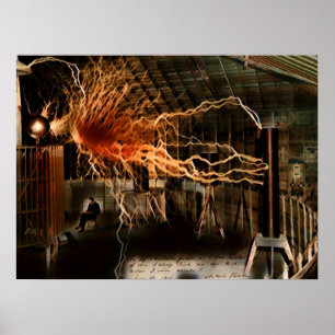 Poster Nikola Tesla Homem de Mistério Cor Redux