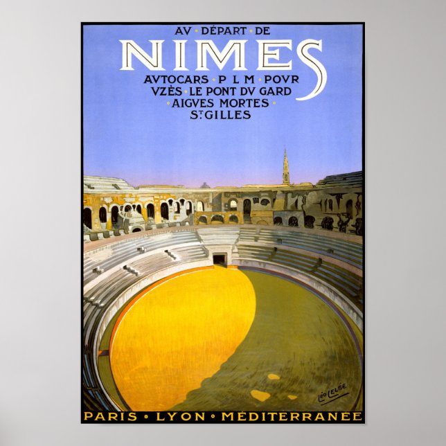 Póster Nimes France Viagens vintage Restaurado (Frente)