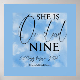 Poster Nine Sky Blue Watercolor Chá de panela