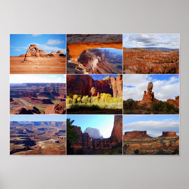 Póster Nine Utah Landmarks (Frente)