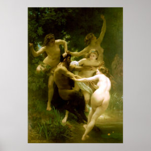 Póster Ninfas e Satyr por William Adolfo Bouguereau