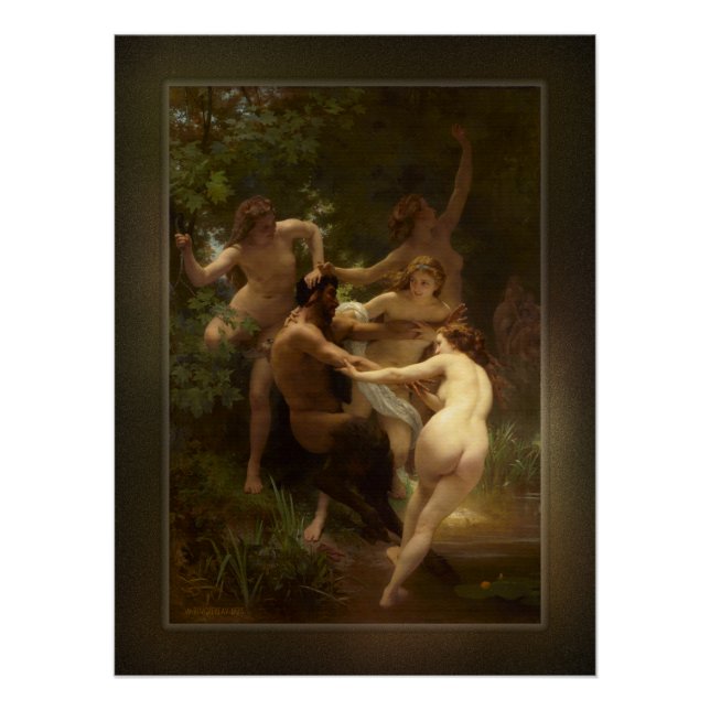 Póster Ninfas e Satyr por William-Adolphe Bouguereau (Frente)