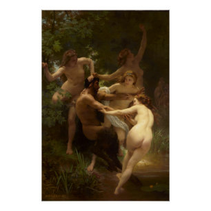 Póster Ninfas e Satyr por William-Adolphe Bouguereau
