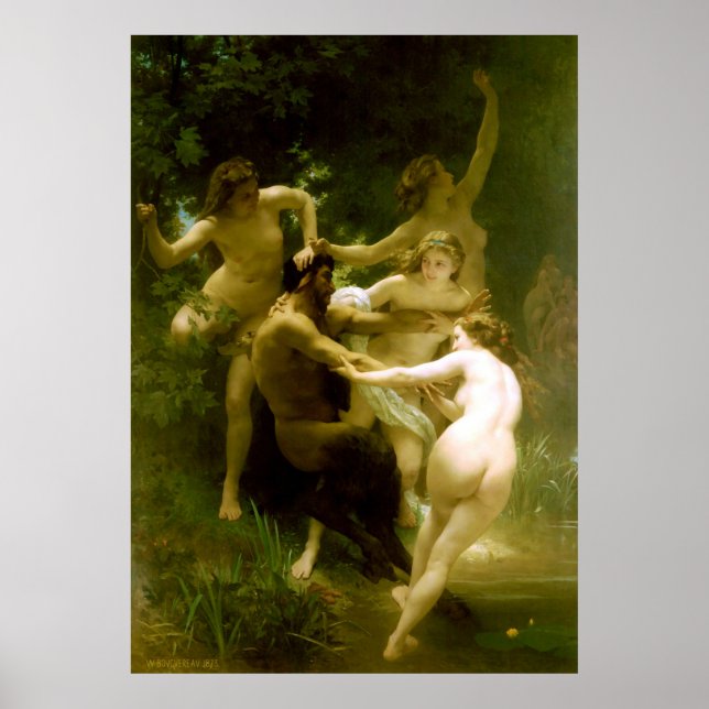 Póster Ninfas e Satyr por William Adolphe Bouguereau (Frente)