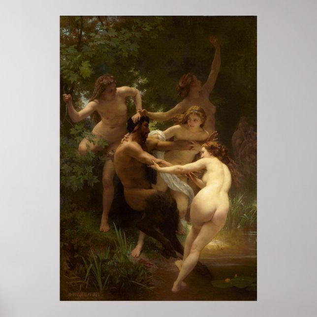 Poster Ninfas e Satyr por William-Adolphe Bouguereau (Frente)