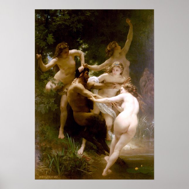 Póster Ninfas e Satyr, William-Adolphe Bouguereau (Frente)