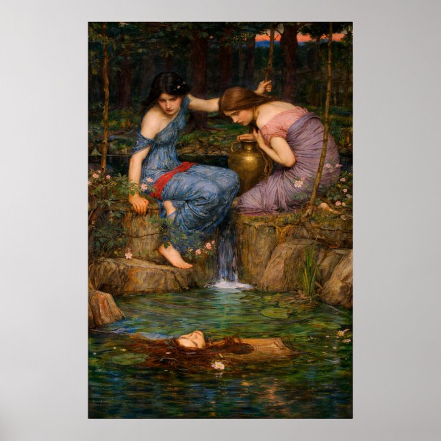 Poster Ninfas Encontrando a Cabeça de Orfeu por Waterhous (Frente)