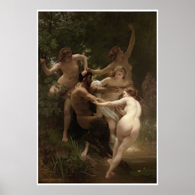 Póster Ninfhs e Satyr William-Adolphe Bouguereau (Frente)