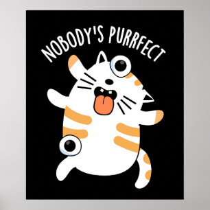 Poster Ninguém é Perfeito Piada de Gato Divertida Fundo E