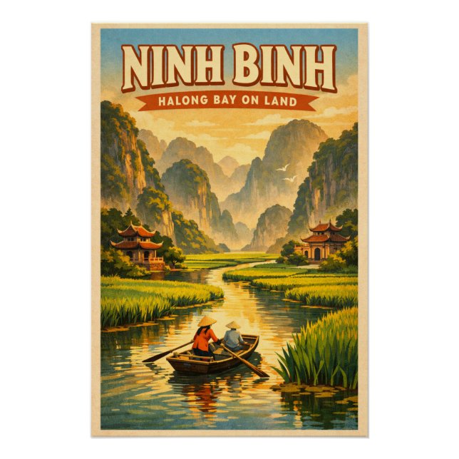 Póster Ninh Binh, Vietnã, em uma clássica viagem retrô (Frente)